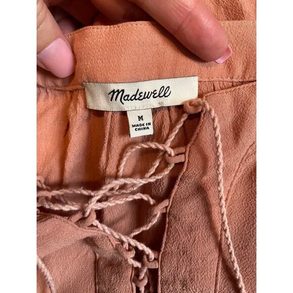 madewell lace up long sleeve blouse medium shirt top - Picture 5 of 5